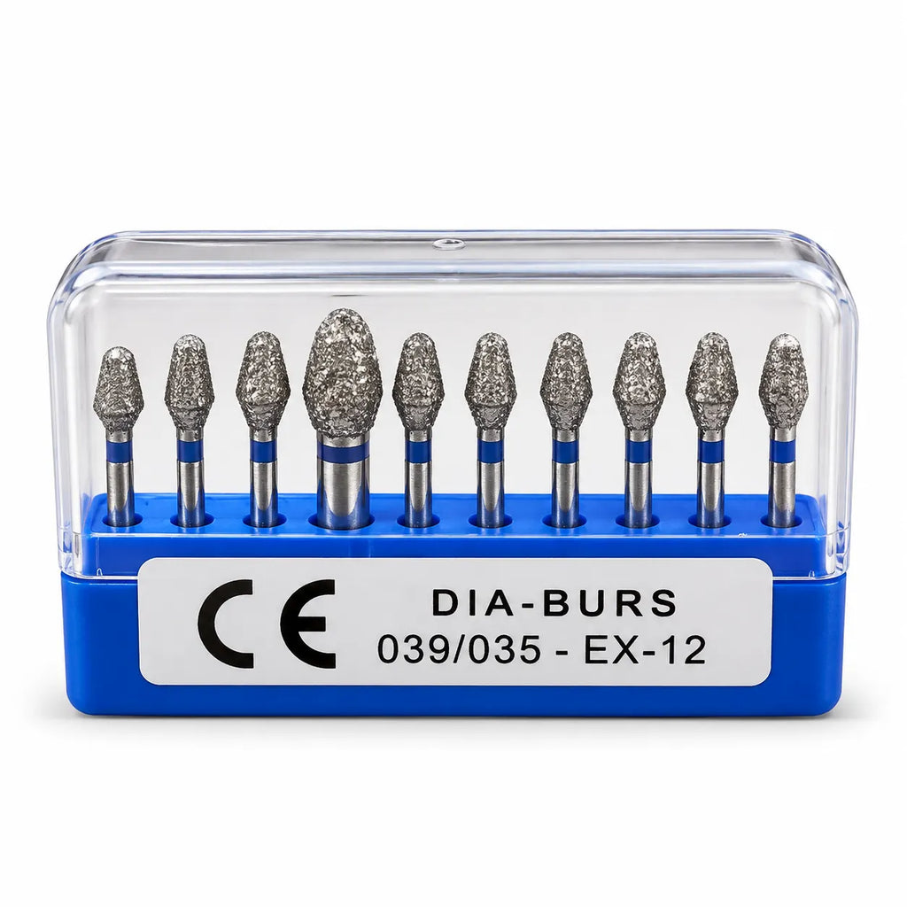 EX-12 Dental Diamond Burs – FG High-Speed | Pack of 10