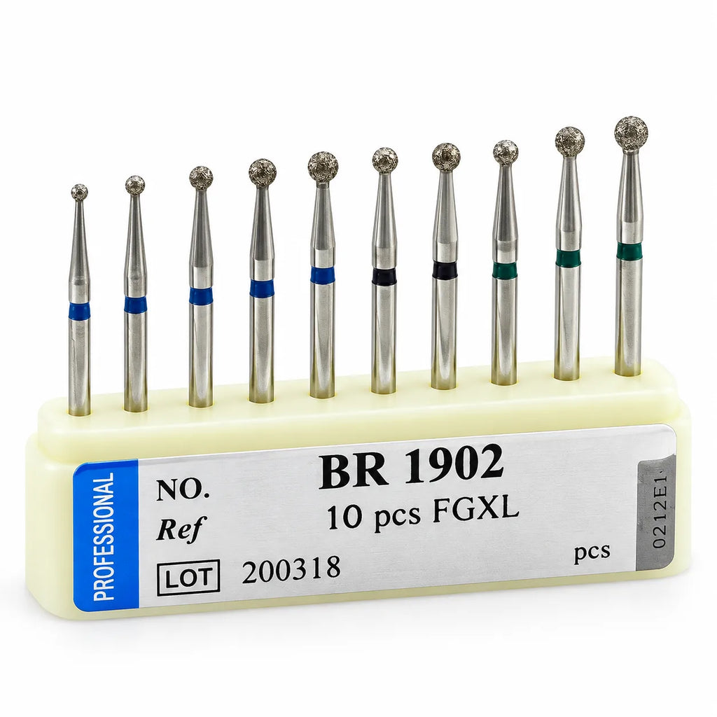 Round Dental Diamond Burs – FG High-Speed | Pack of 10