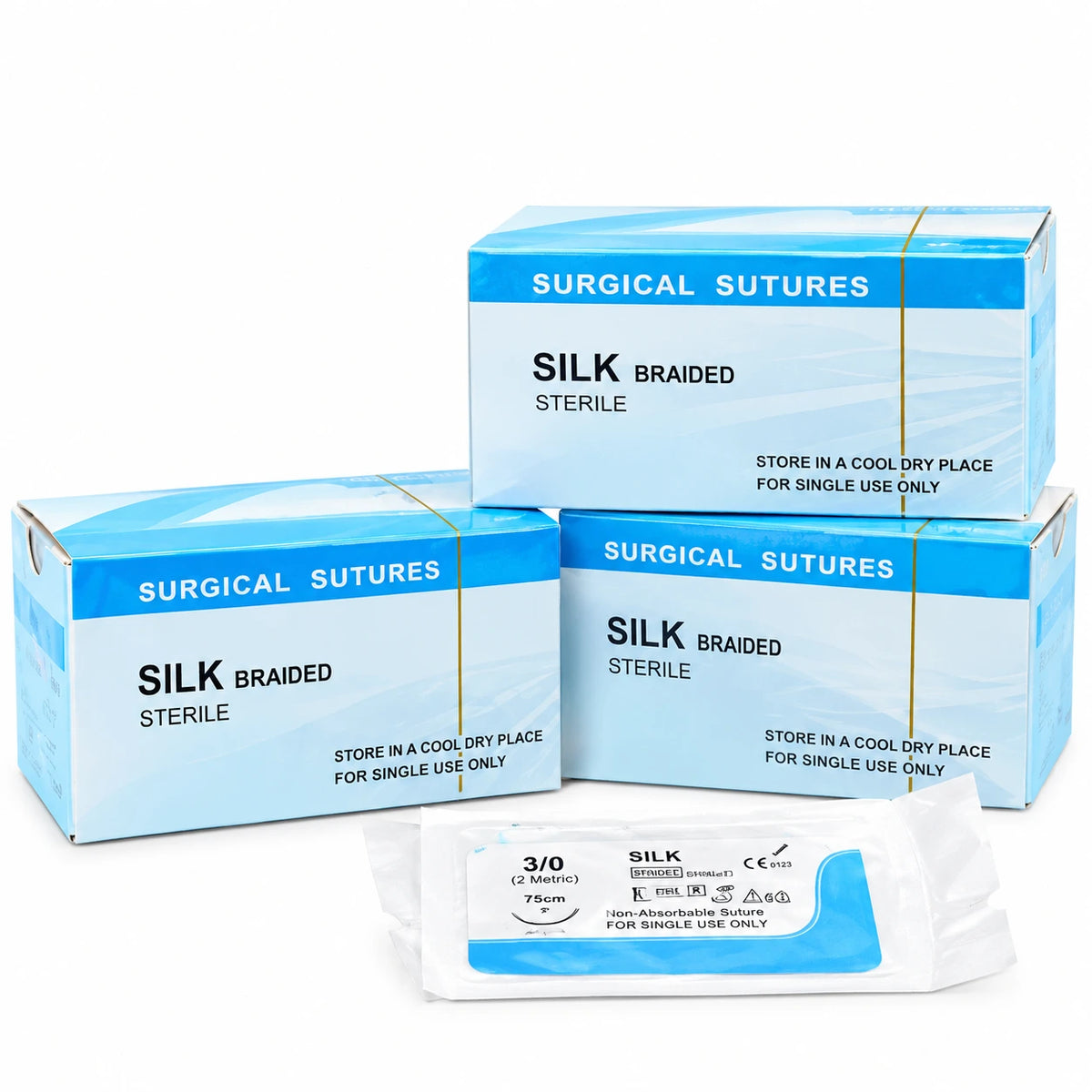 Sterile Braided Silk Surgical Sutures – Non-Absorbable Dental Suture Thread