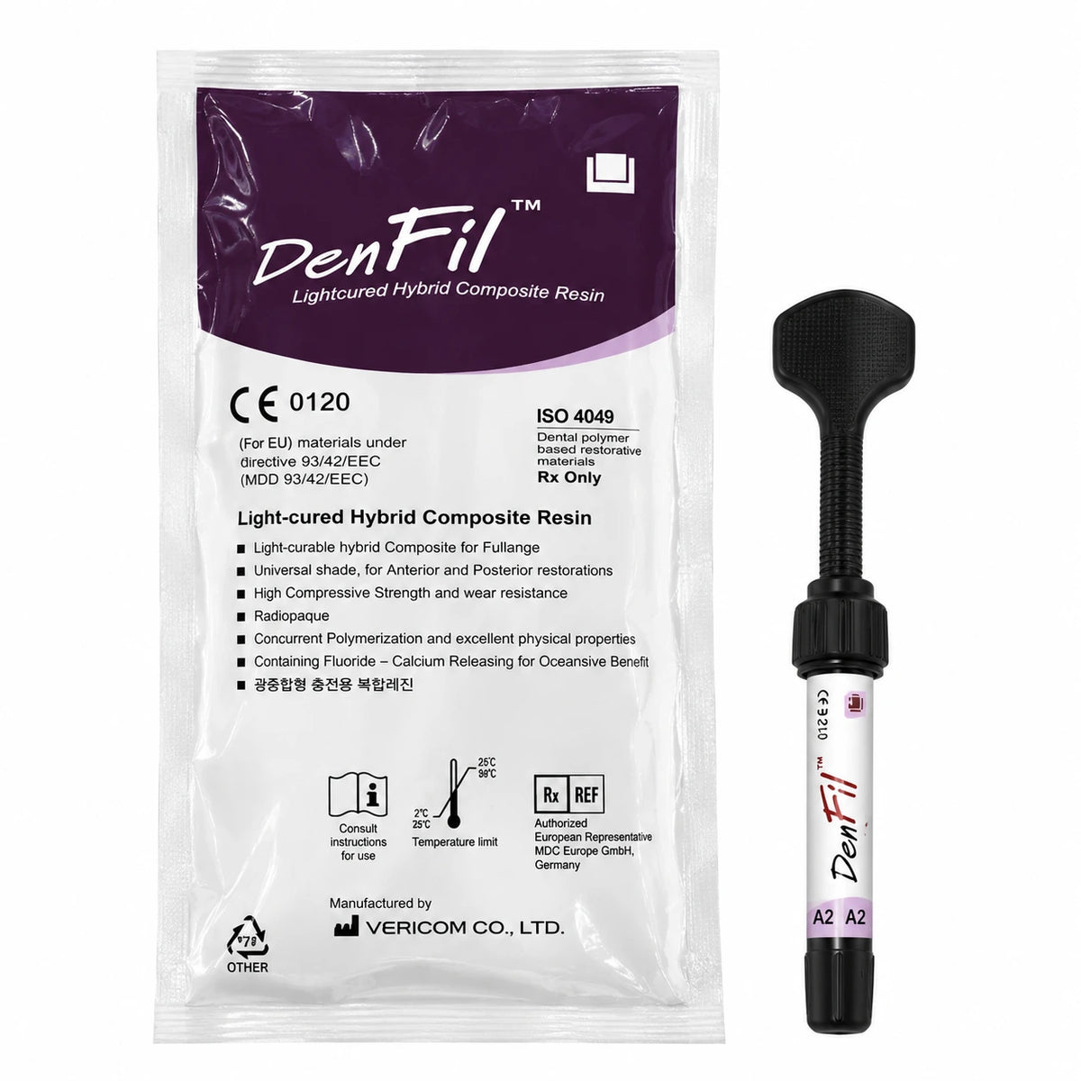 DenFil Light-Cured Hybrid Composite Resin – Dental Restorative Filling Material (A1, A2 & A3)