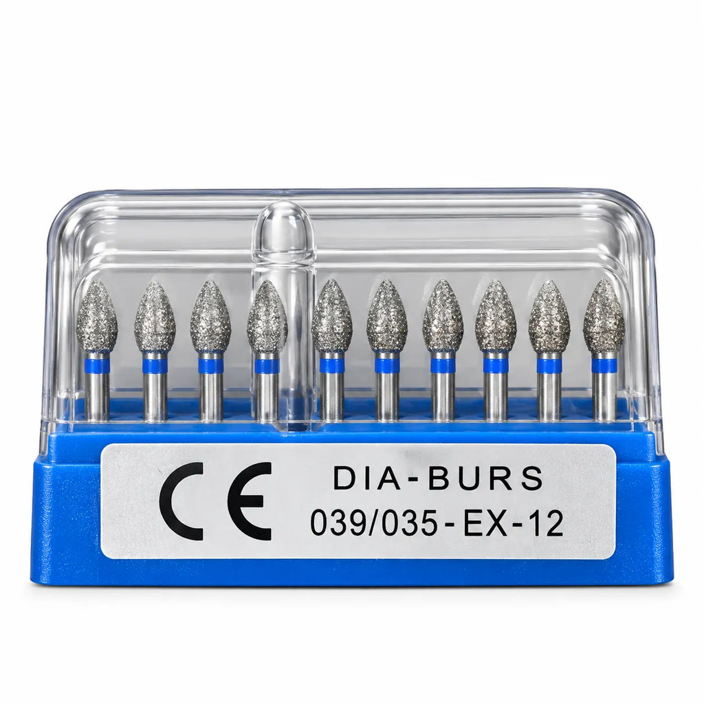 EX-12 Dental Diamond Burs – FG High-Speed | Pack of 10