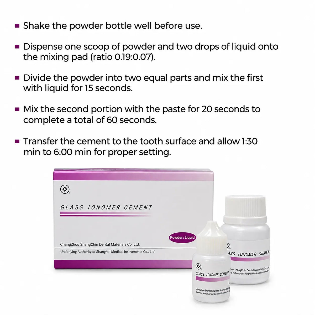 DENTGIST Glass Ionomer Cement (GIC) – 3 Powder + 3 Liquid Bottles